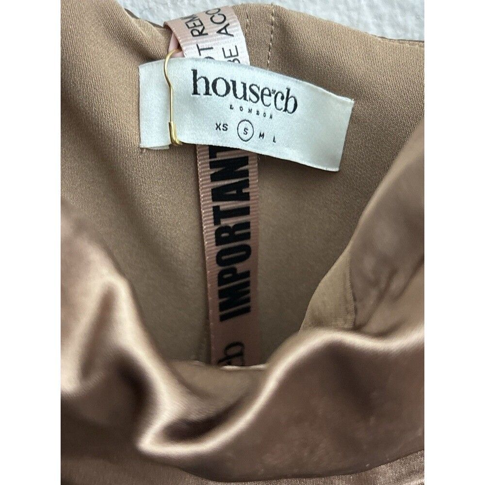 HOUSE OF CB Women Reva Satin Gathered Corset Dress Toffee Size Small $255 NEW - Picture 5 of 6